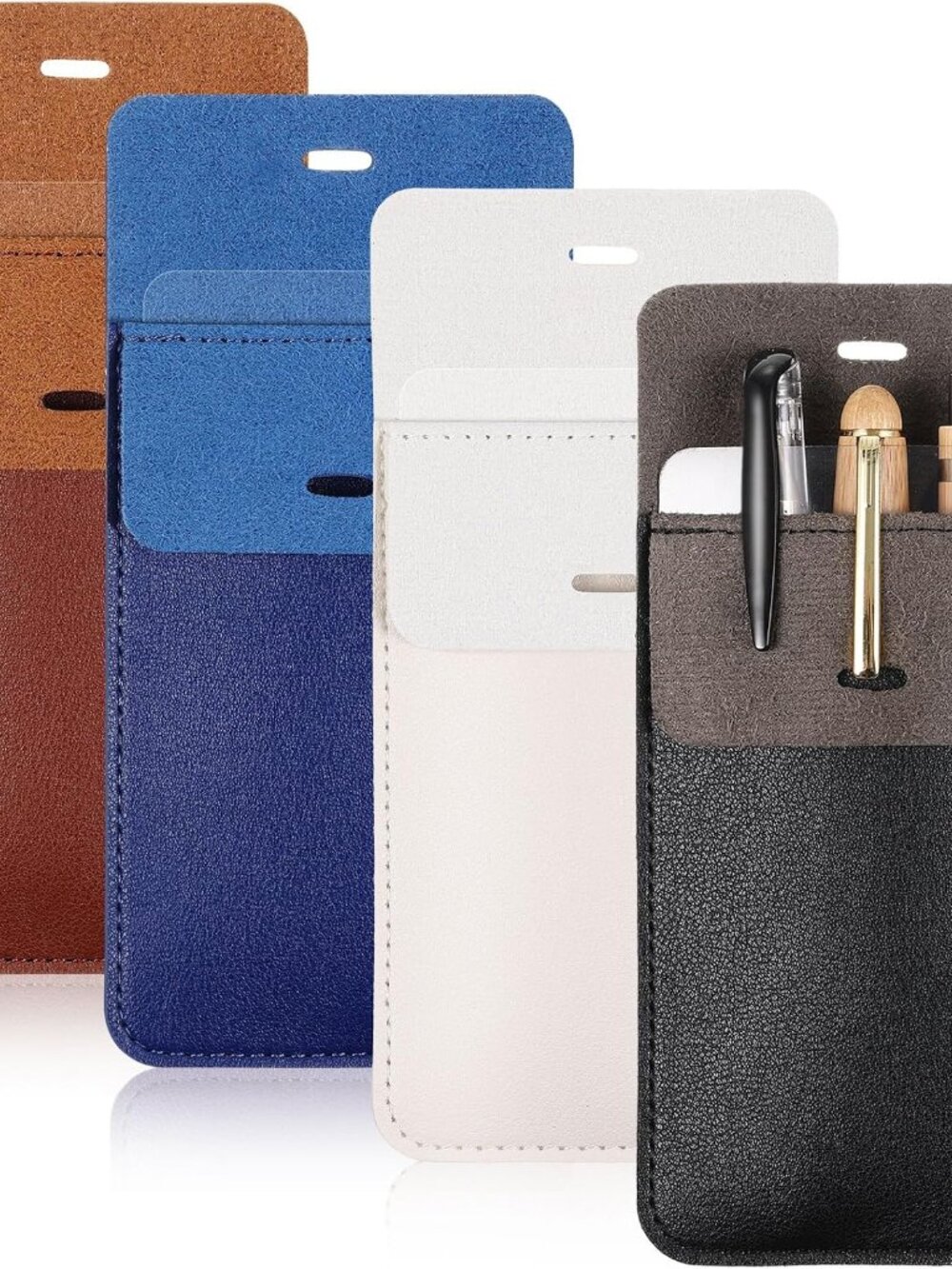4 Pcs Pocket Protector for Pen, Leather Pocket Protector, Multi Color